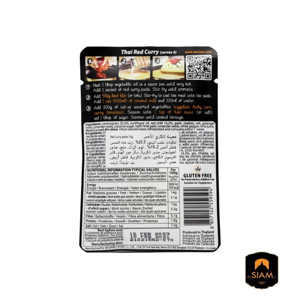 De Siam Spicy Thai Red Curry Paste 70 gm